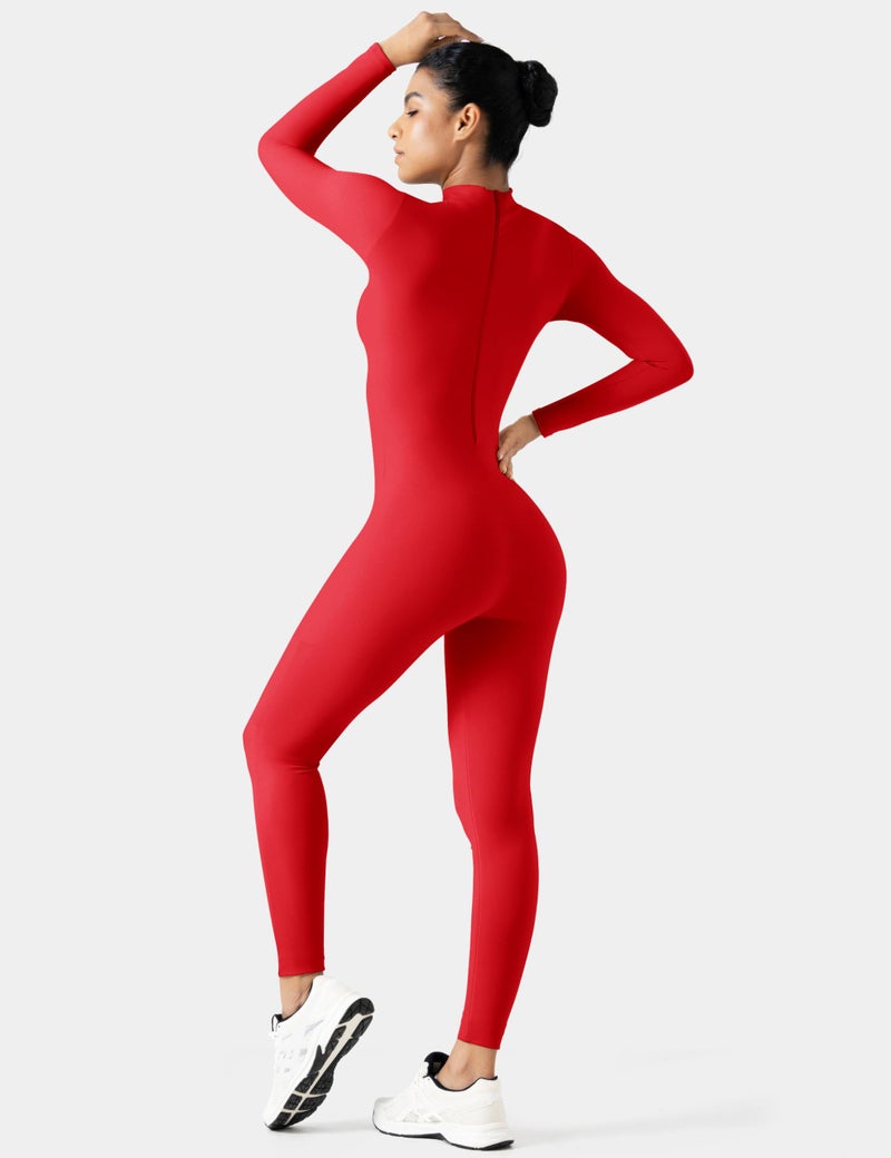Speerise Women Bodysuit Rompers Long Sleeve Jumpsuits Leotards One Piece Tummy Control Yoga Workout Outfits â€“ Soft Fleece-Lined Bodysuit for Cold Weather Layering, Gym Routines, and Full Coverage Movement - Image 3